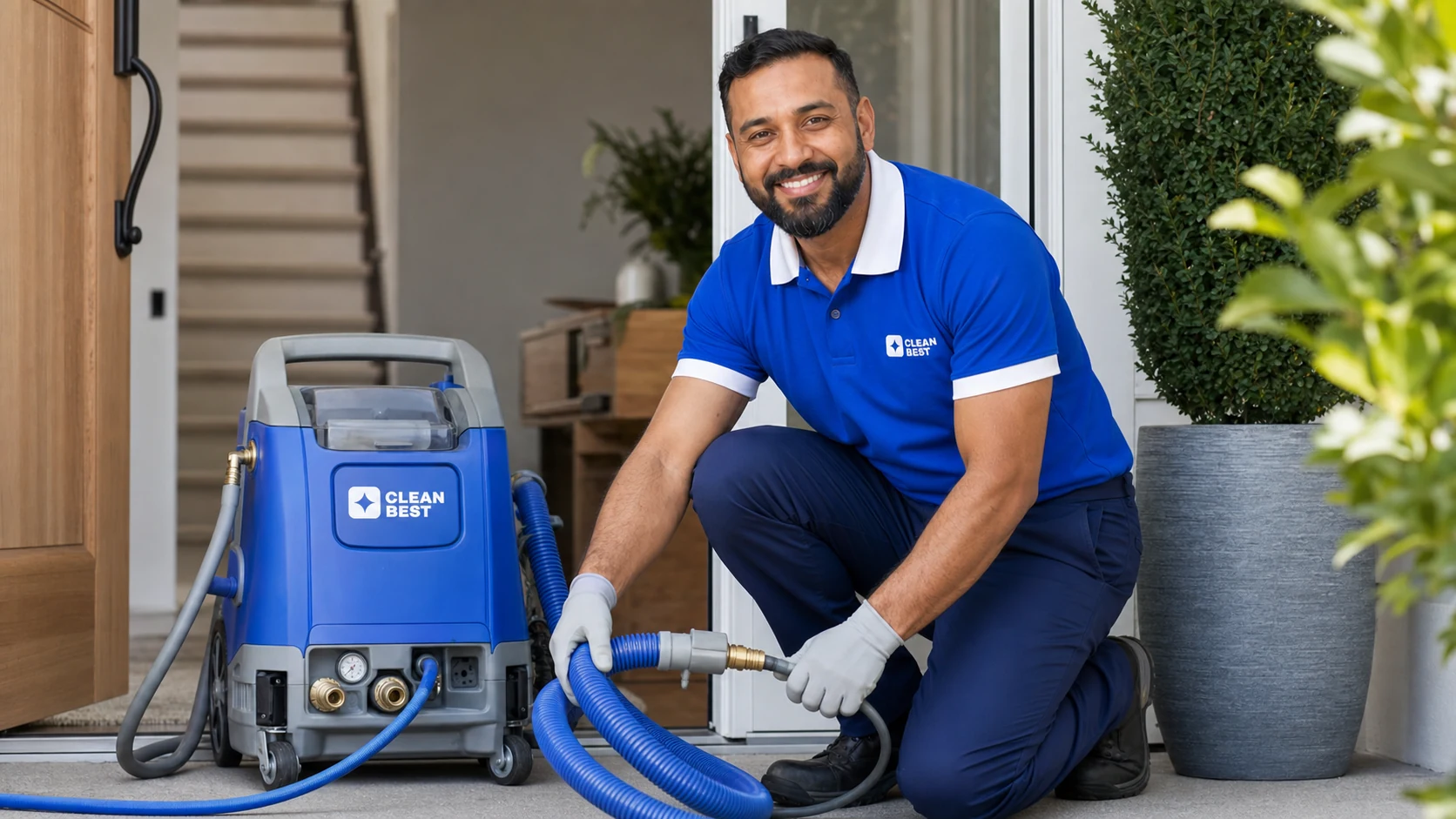 Clean Best technician extracting a traffic lane from office carpet in Oran Park NSW